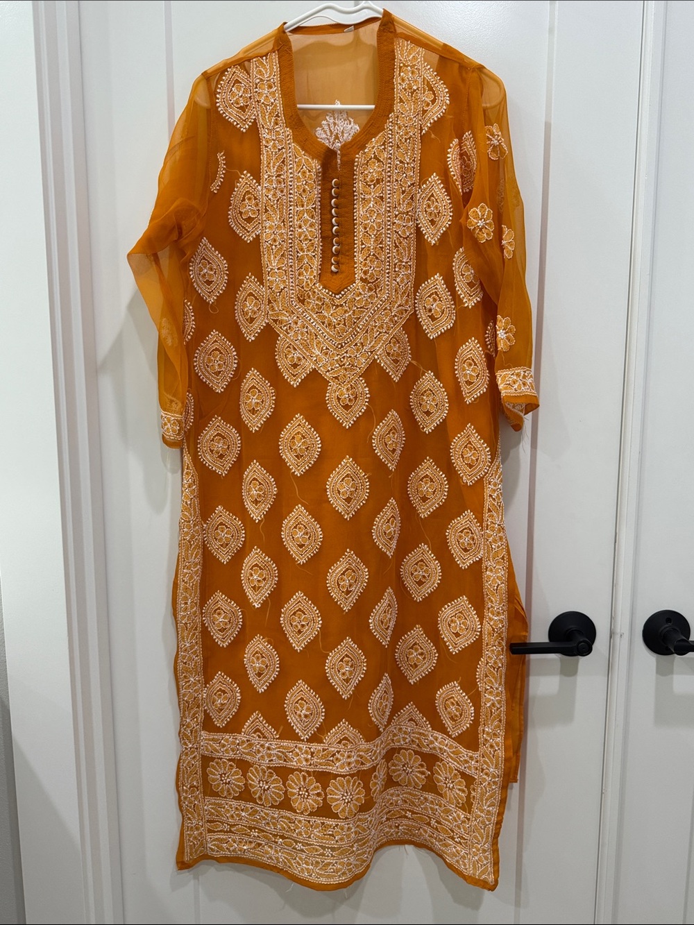 2 piece Embroidered marigold Orange Women's Kurta top new